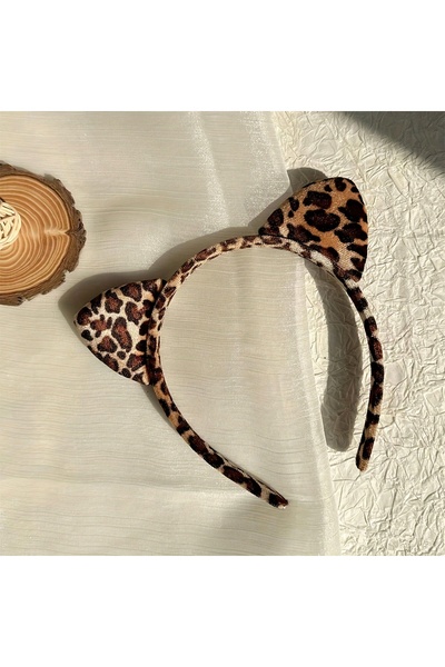 Choice ts-brown Chic Leopard Print Cat Ear Headband - Cute Vintage Style Fabr...