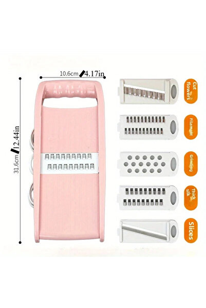 Choice PINK KIT Mandoline Slicer for Kitchen 5-in-1 Mandoline Food Slicer,Pot...