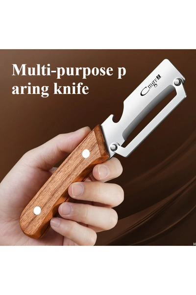 Choice Log form Stainless steel peeler with wooden handle for peeling and sli...