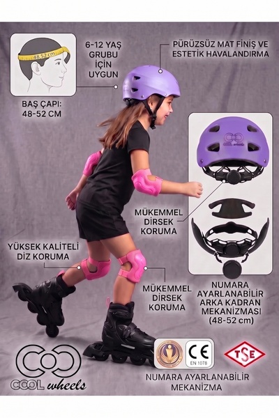 tosbai Adjustable Child Helmet 8-15 Years Old Sports Protective Helmet Knee P...