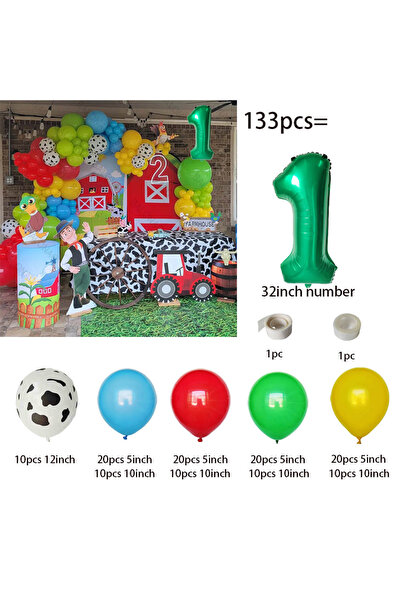 Choice as picture 1 132pcs Red Yellow Green Cow Pattern Printed Latex Balloon...