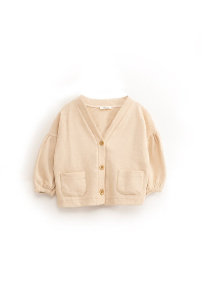 NOBLEKIDS Cardigan – Beige Buttoned Pocket Waffle Fabric
