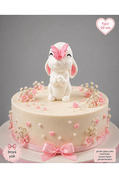 hediyesepetinde Butterfly Tavşan Pasta Süsü – Sevimli Tavşan Cake Topper – Do...