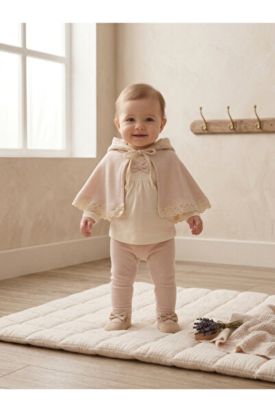 Efemkids 3-Piece Scalloped Detailed Poncho Baby Girl Set 3-6 Months 6-9 Month...