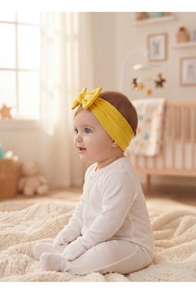Babygiz Baby Girl Children's Bow-Tie Hairband, 100% Cotton Combed Cotton, Non-Slip, Ultra Flexible Soft Headband
