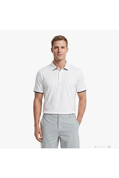 Nautica Men's White Regular Fit Pima Cotton Polo Collar T-Shirt