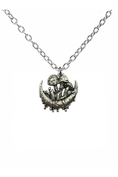 Herşey Nota Unisex Necklace with Mushroom Figure on the Moon – 60 cm Chain, Z...