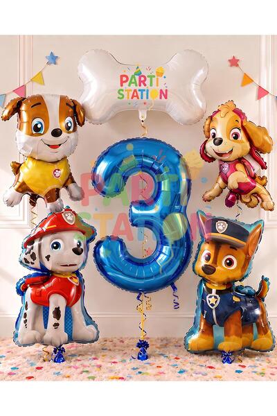 Parti Station Paw Patrol 3 Yaş Balon Set Paw Petrol Marshall Chase Skye Rubbl...