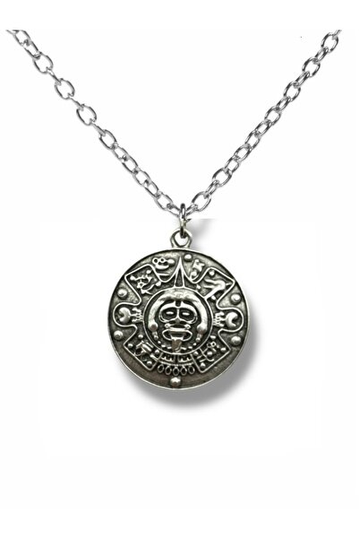 Herşey Nota Mayan Calendar Figured Unisex Necklace – 60 cm Chain, Ancient Civ...
