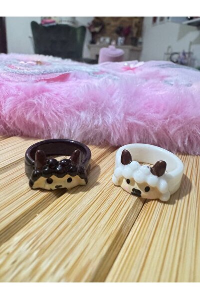Herşey Nota Double Kids Ring Set with Cute Lambs Figures – Resin Cartoon Jewe...