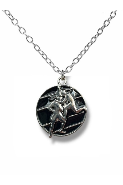 Herşey Nota Battle in the Shadow – Black Fighting Men Figured Unisex Necklace...