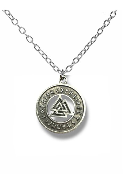 Herşey Nota Viking Rune Magic Symbol Necklace – Silver Color Unisex Jewelry w...