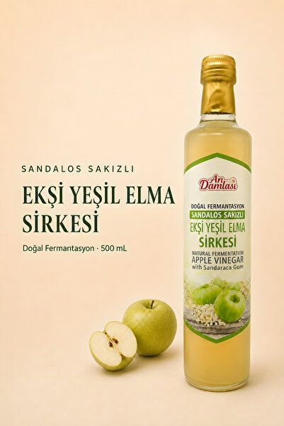 Arı damlası Sandalos Sakızlı Ekşi Yeşil Elma Sirkesi 500 ml – Doğal Fermantas...