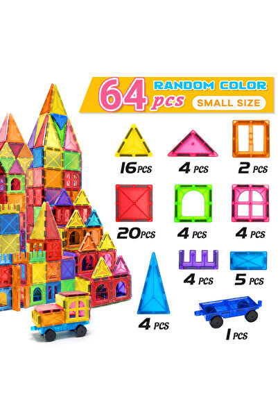 Choice1 64PCS Magnetic Building Blocks Construction Set Montessori Sensory Ed...