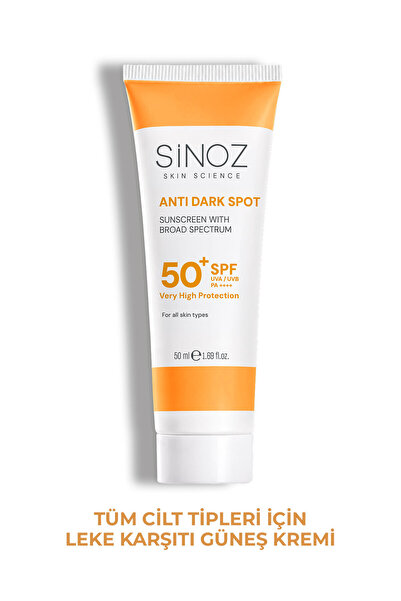 SİNOZ Spf50+ Leke Karşıtı Yüksek Koruyucu Yüz Güneş Kremi Tüm Ciltler İçin 50 ml