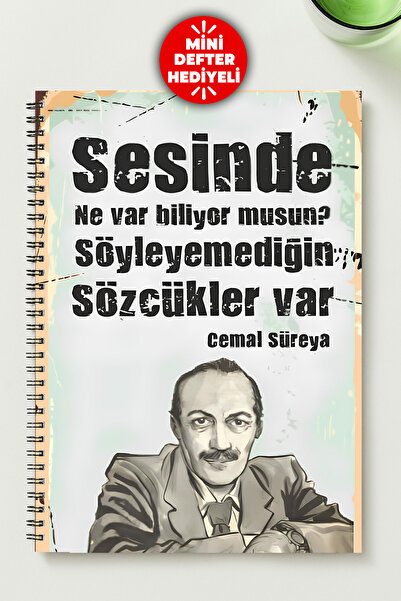 BLACKONECLASS Cemal Süreyya A5 Metal Spiral Unlined Cardboard Cover Cemal Sür...
