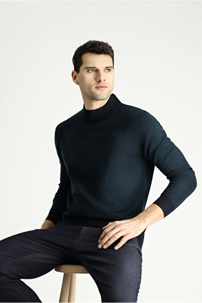 Kiğılı Pulover din tricot cu model slim fit cu jumătate de gât roșu