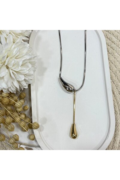 nesdesign Steel Two-Tone Drop Necklace (27 cm)