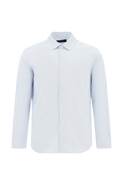 Abdullah Kiğılı Long Sleeve Slim Fit Slim Fit Classic Patterned Cotton Shirt