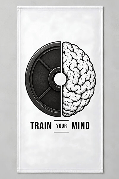 Luvis Store Train Your Mind Written Sports and Fitness Towel 50X100 cm - White
