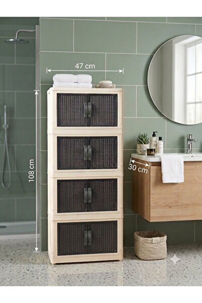 Baroness 4 KATLI PORTATİF ÇOK AMAÇLI DOLAP ORGANİZER-İSTİFLENEBİLİR BANYO DOLABI