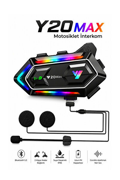 Abbruch Y20 Max Motosiklet Kask İnterkom IPX6 Su Geçirmez İkili Bağlantılı Rg...