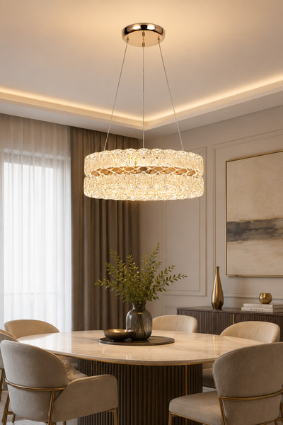 Elvora Home Modern PREMİUM LED 3 Renkli Sarkıt Avize 96W Salon Mutfak Avizele...