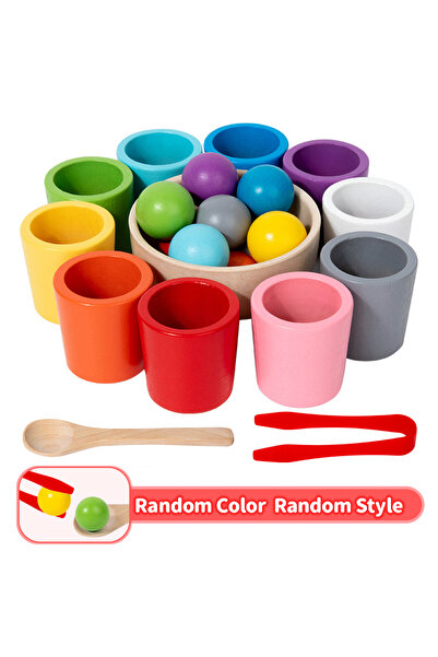 Choice 10 color Montessori Wooden Toy 10 Color Matching Game Rainbow Ball in ...