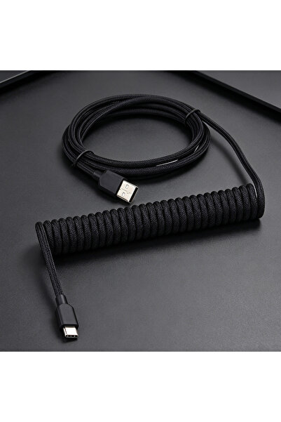 choice2 black(long) 【LANO】White Black Red-Black Coiled Keyboard Cable Type-C ...