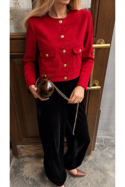 VERYMODA Suede Pocket Jacket - Red |   F1800