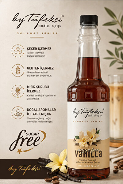 By Tüfekçi Şekersiz Kahve Şurubu 2’li Avantajlı Set 2x750 ML |Karamel & Vanilya| Doğal Aroma | 0 Şeker 0 Kalori