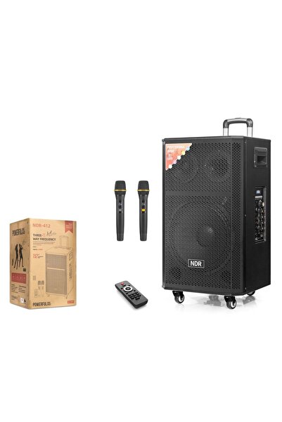 NDR NDR412 Çift Karaoke Mikrofonlu Bluetooth Hoparlör FM Radyo 120W 12 İnç Ku...