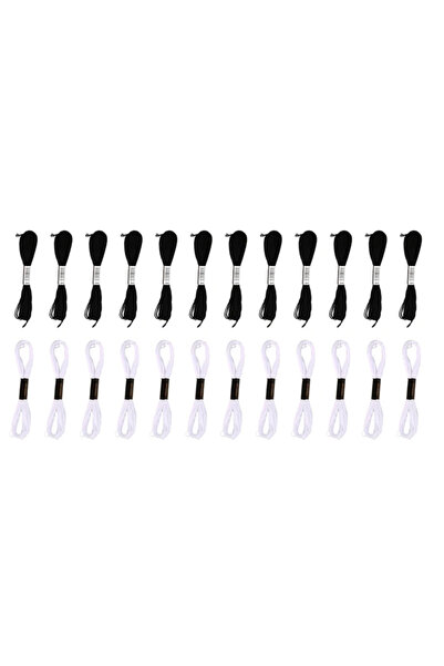 Choice 12 black 12white Cross Stitch Embroidery Thread for DIY Homemade Craft...