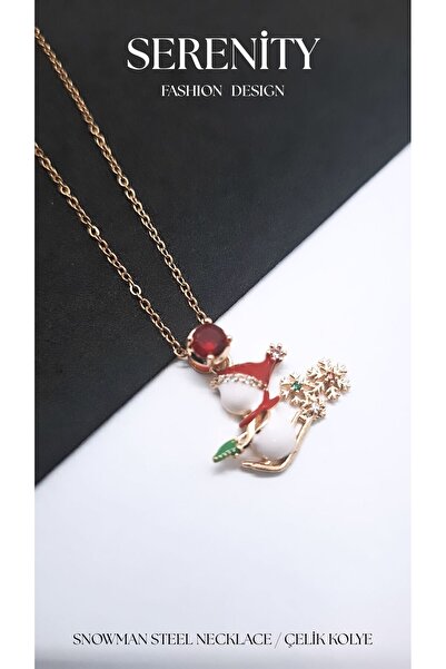 Serenity Steel Necklace with Snowman Figure