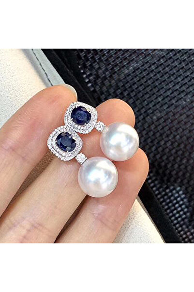 Choice E2195 Huitan Gorgeous Blue Cubic Zirconia Imitation Pearl Earrings Wom...