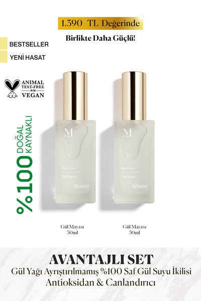 MİSBAHÇE Gül Mayası Aydınlatıcı Ve Gözenek Sıkılaştırıcı Tonik 50 mL 2'li SET