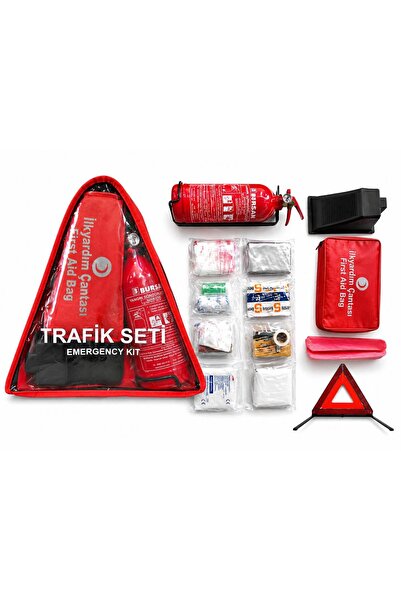 Millenmax Trafik ve İlk Yardım Seti - Muayene Uyumlu 1 KG Araç Yangın Tüpü