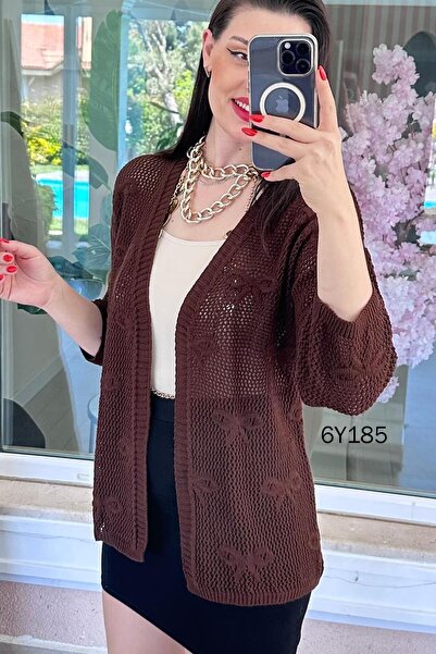 İnce Topuk Ζακέτα πλεκτή διάτρητη με σχέδιο φιόγκου 6y185