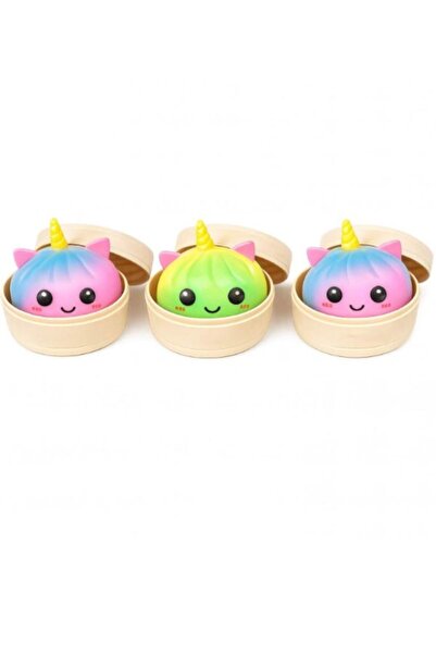 SHOP LIKE A PRO Squishy dumpling unicorn 9 cm, jucarie antistres in cutie, moale si elastica, model kawaii, culori diverse