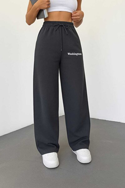 Le Vion Γυναικείο φαρδύ παντελόνι φόρμας με φαρδιά μπατζάκια, χαλαρό, ψηλόμεσ...