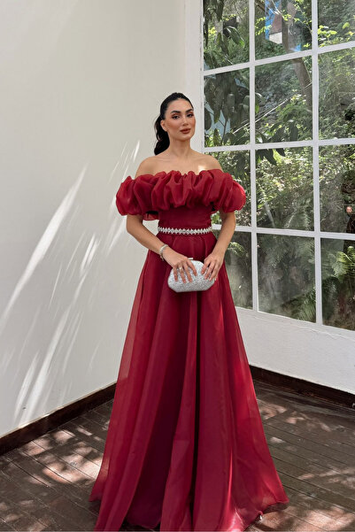 Sindimoda Yonca Madonna Yaka Fırfırlı Abiye 308