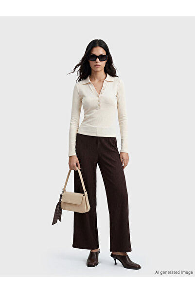 LC Waikiki Esvab • Modern & Distinctive Women's Textured Pants with Waist Cord