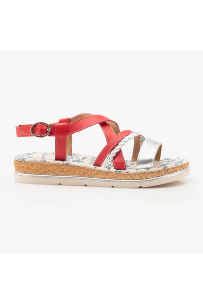 UrbanShoes Sandale dama cu talpa joasa din piele naturala - 491 rosu box