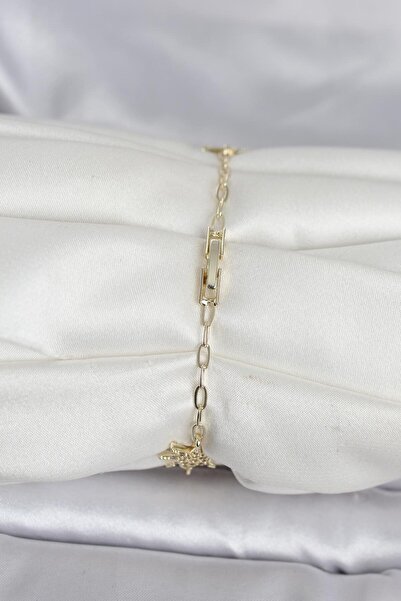 BŞK VİRGO Brass Gold Color Pole Star Model Women's Bracelet
