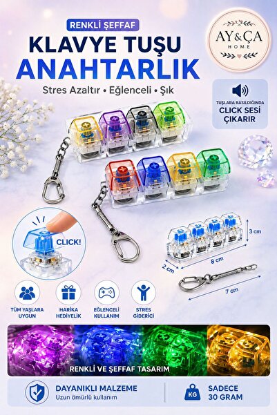 AY&ÇA HOME Işıklı Klavye-Click Sesli Renkli Işıklı Stres Giderici Anahtarlık-...