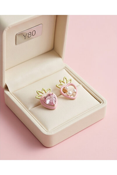 HOSBUTIK Pink color asymmetric clip on earrings no hole needed
