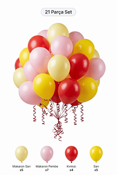 BALOMİS Yeni Doğan Balon Seti Makaron Sarı 21 Adet Lohusa Süsleme Parti Dekor...