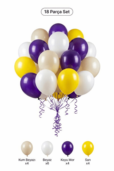 BALOMİS White Dark Purple Balloon Set 18 Pieces Adult Birthday Decoration Par...