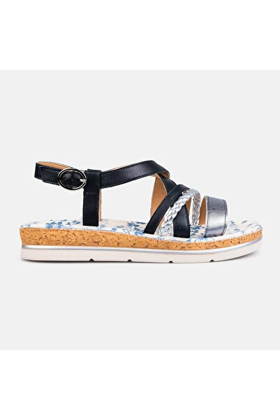 UrbanShoes Sandale damă cu talpa joasă din piele naturală - 491 Negru Box