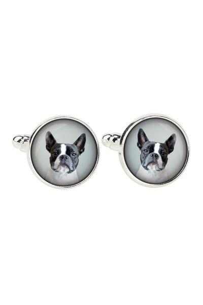 Art - Dog Boston Terrier, American Gentleman - cufflinks, a shirt accessory, ...